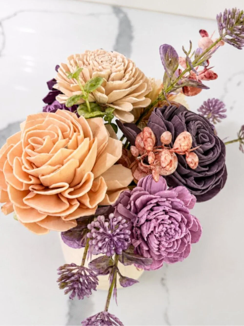 Pink Purple Sola Wood Floral Arrangement in Mason Jar Home Decor Graduation Gift